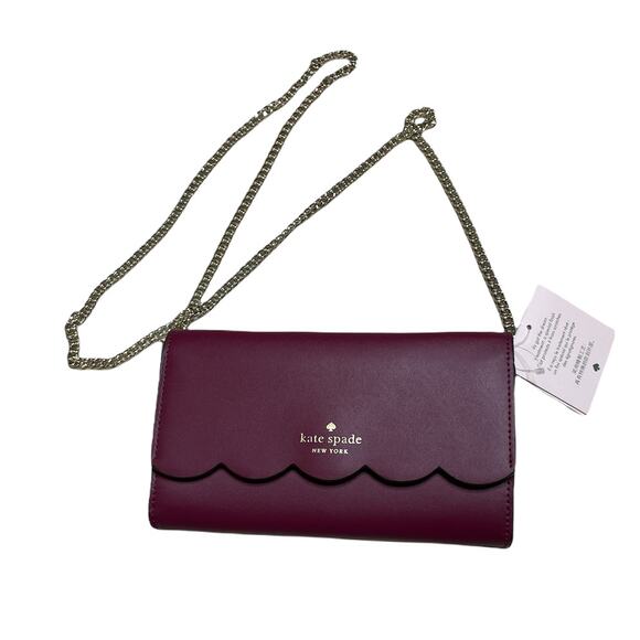 Kate Spade Leather Gemma Wallet on a Chain Blackberry Preserve - Picture 1 of 6